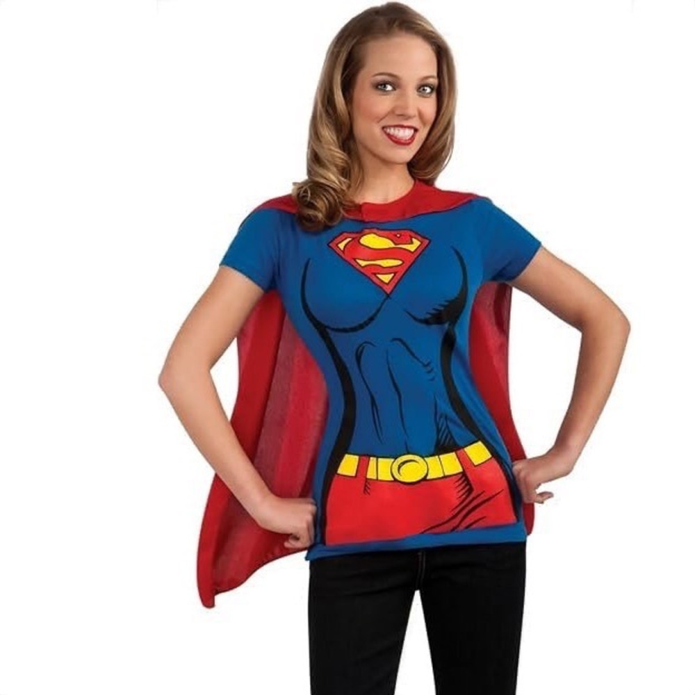 Rubies DC Comics Supergirl Costume T-Shirt with Detachable Cape Blue Red Large